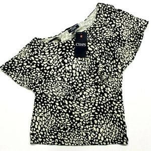 Chaps Ruffled One-Shoulder Top - Hazy Night - S